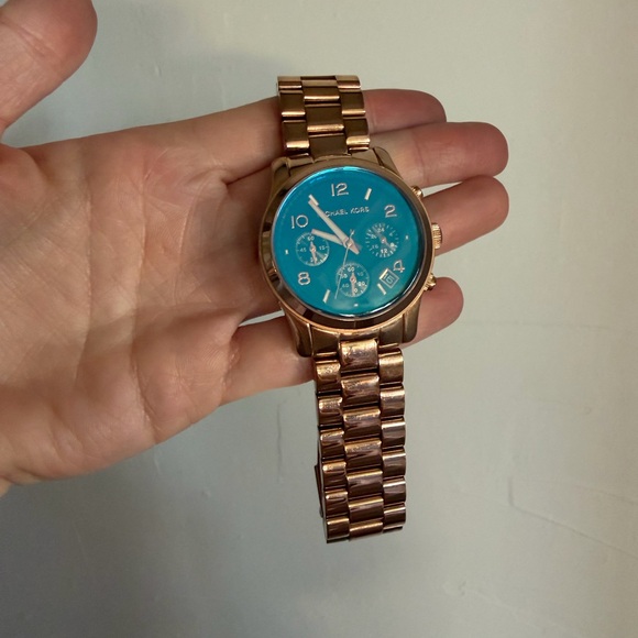 Michael Kors Accessories - Michael Kors Rose Gold Watch with Teal Dial